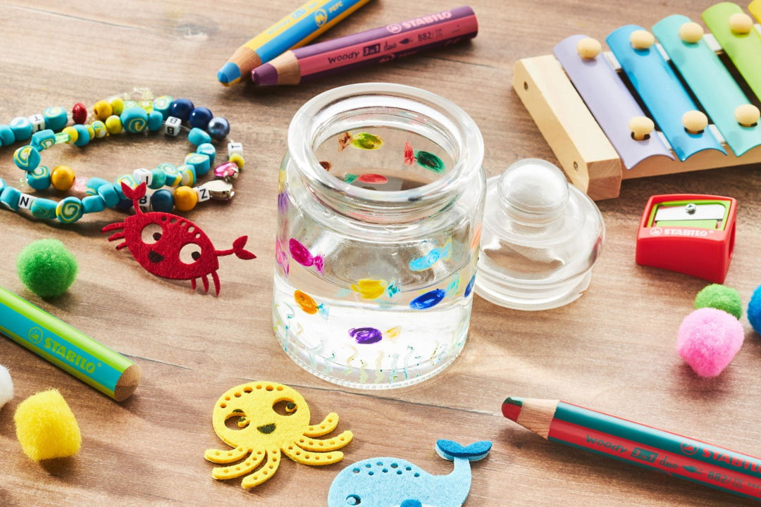 Stabilo - Woody 3-1 Duo Crayons - 6 Colour Set With Sharpener - Assorted Colours - Mabel & Fox