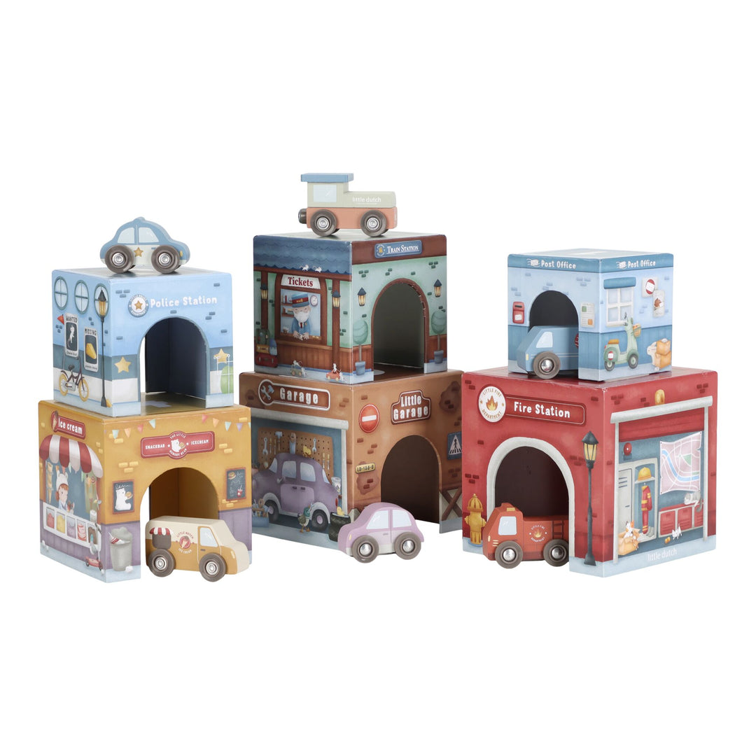 Little Dutch - Stacking Blocks and Cars - Mabel & Fox