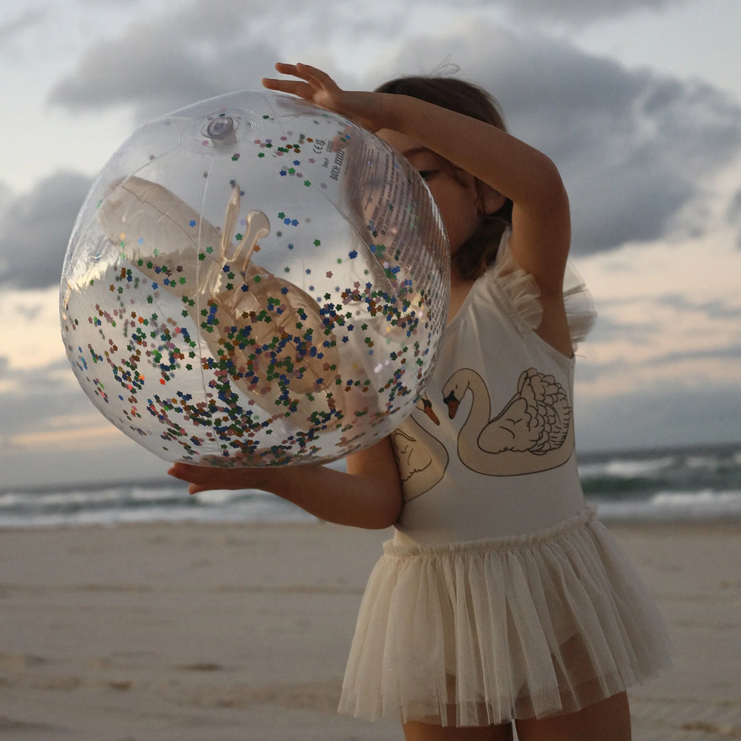Sunnylife - 3D Inflatable Beach Ball - Cotton Candy Glitter - Mabel & Fox
