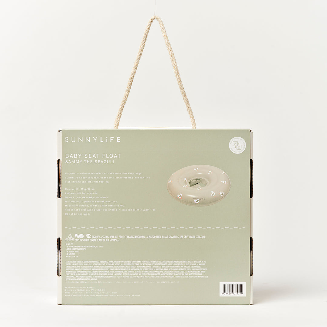 Sunnylife – Baby Seat Float – Sammy the Seagull Green - Mabel & Fox