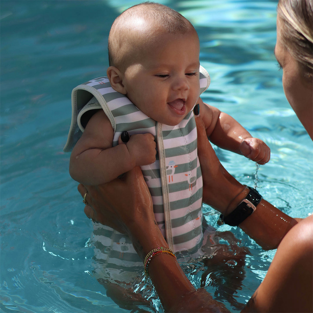 Sunnylife – Baby Wetsuit – Sammy the Seagull Green Stripe - Mabel & Fox