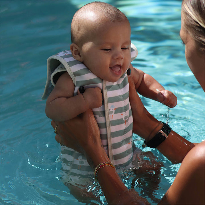 Sunnylife – Baby Wetsuit – Sammy the Seagull Green Stripe - Mabel & Fox