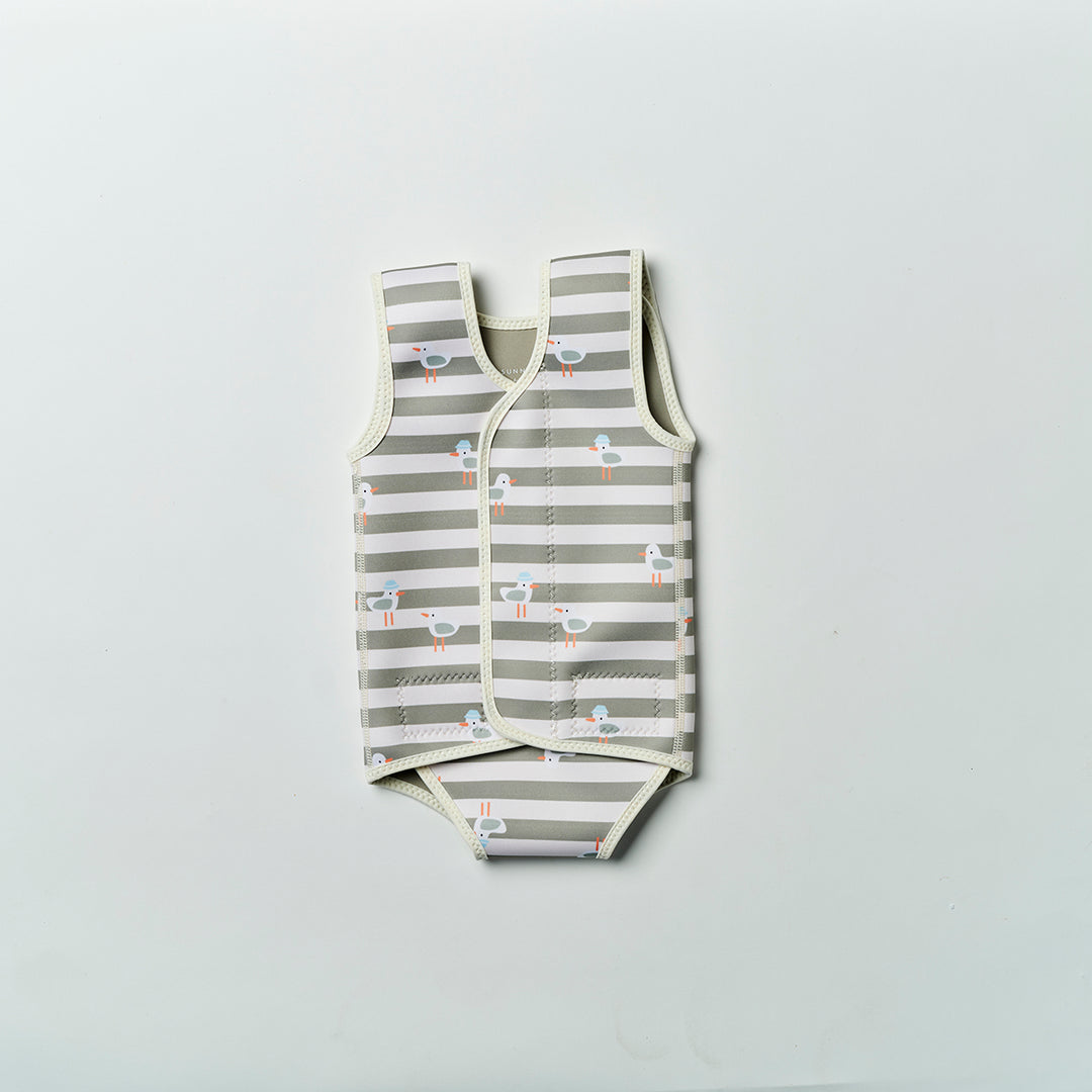 Sunnylife – Baby Wetsuit – Sammy the Seagull Green Stripe - Mabel & Fox