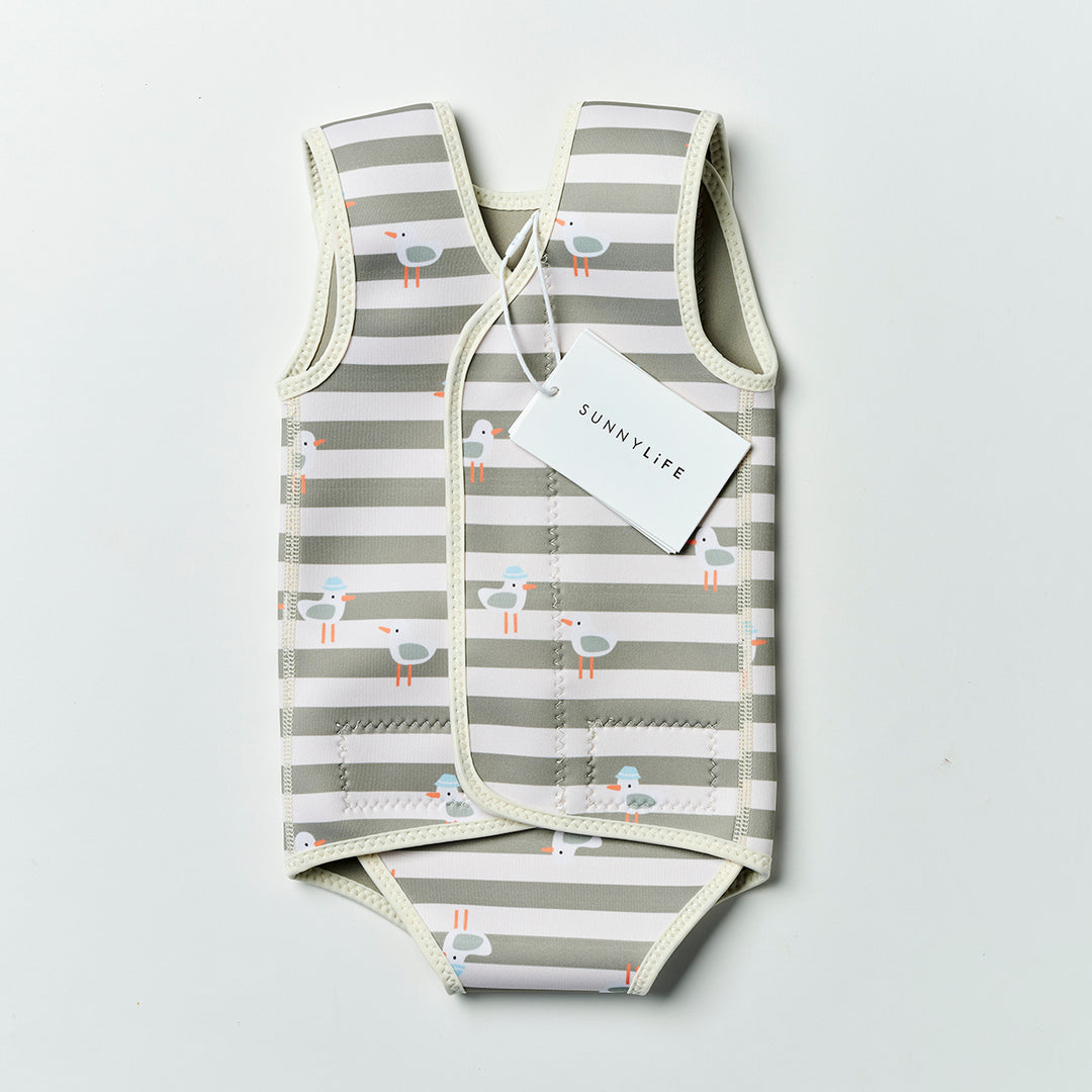 Sunnylife – Baby Wetsuit – Sammy the Seagull Green Stripe - Mabel & Fox