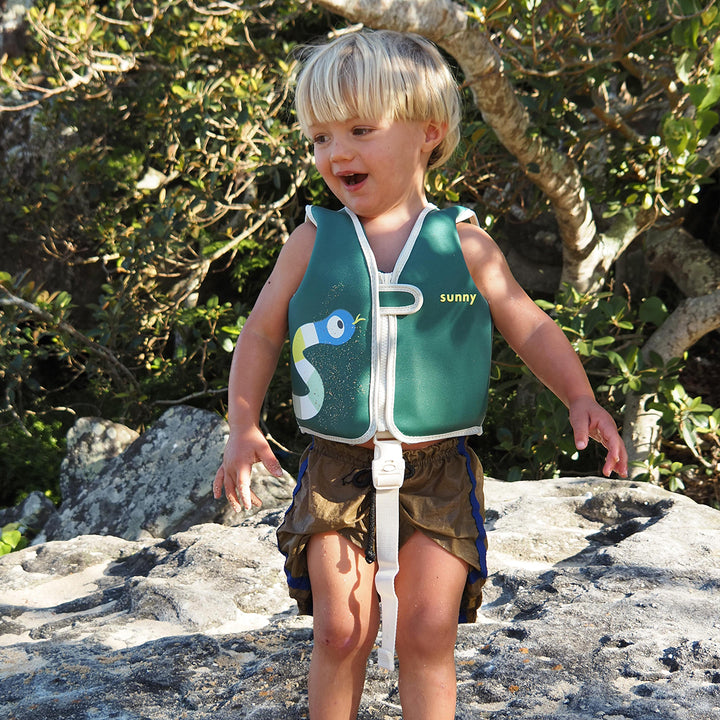 Sunnylife – Kids Swim Vest – Into the Jungle Green - Mabel & Fox