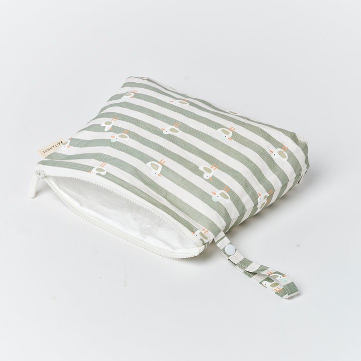 Sunnylife – Kids Wet Bag – Sammy the Seagull Green Stripe - Mabel & Fox