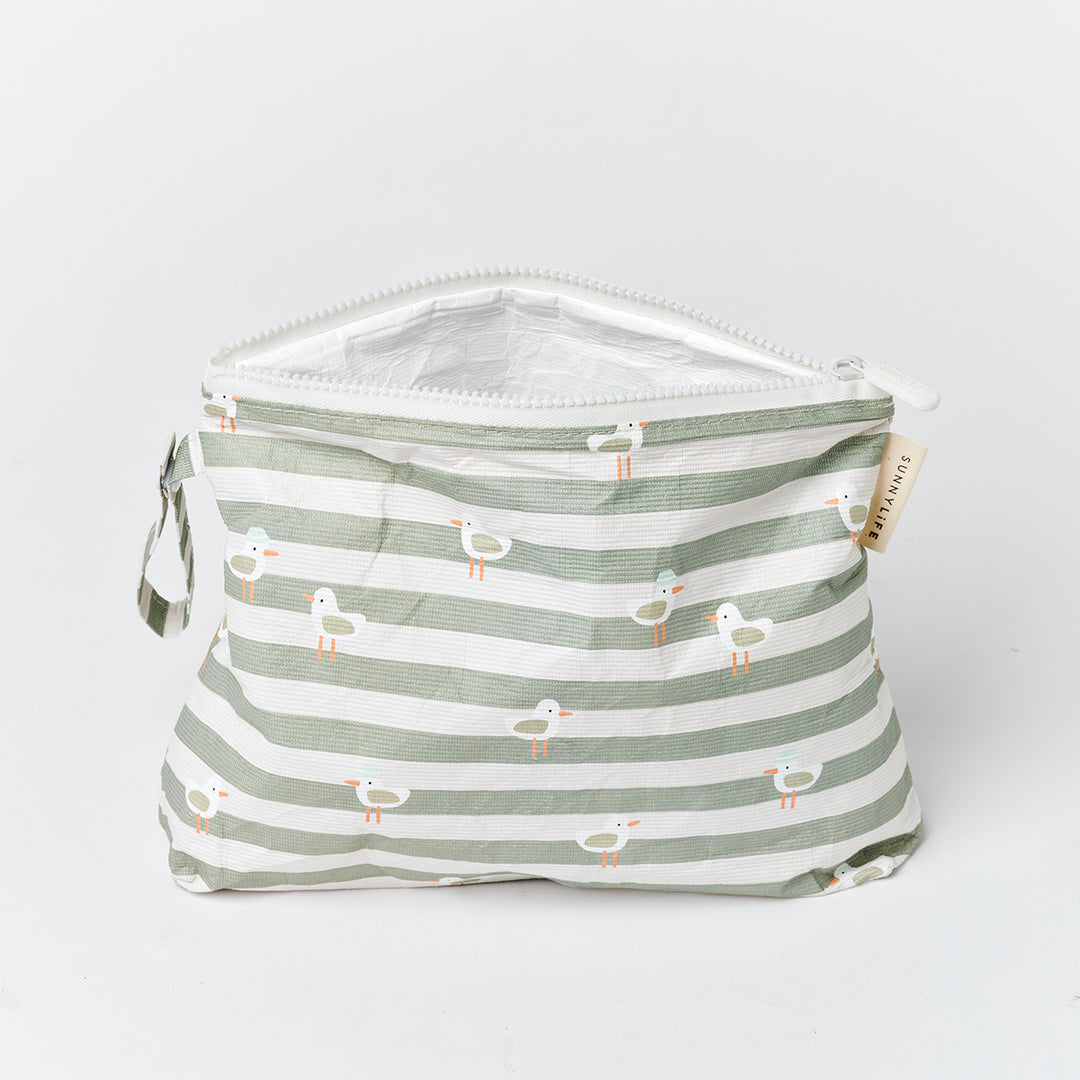 Sunnylife – Kids Wet Bag – Sammy the Seagull Green Stripe - Mabel & Fox