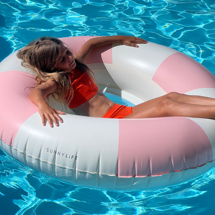 Sunnylife – Luxe Tube Pool Ring – Stole My Heart Pink Stripe - Mabel & Fox