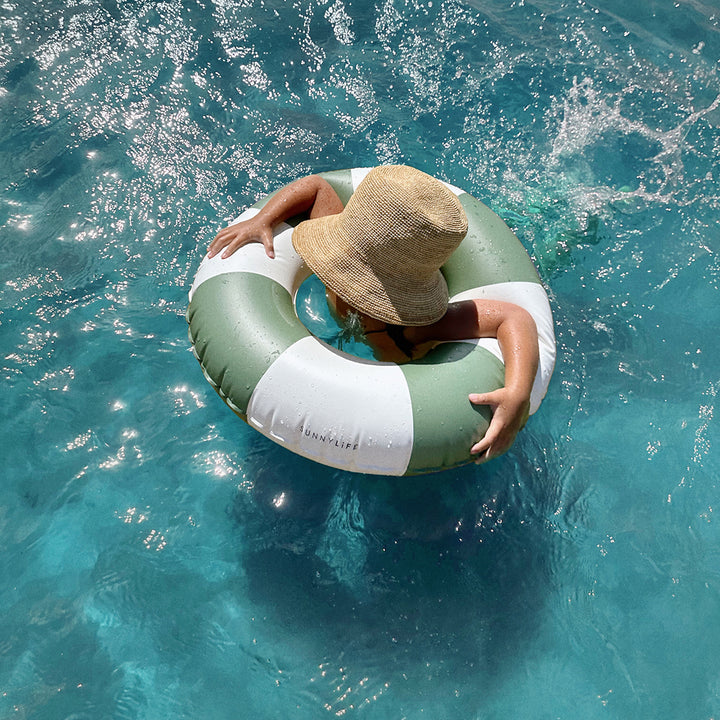 Sunnylife – Mini Tube Pool Ring – Olive Stripe - Mabel & Fox