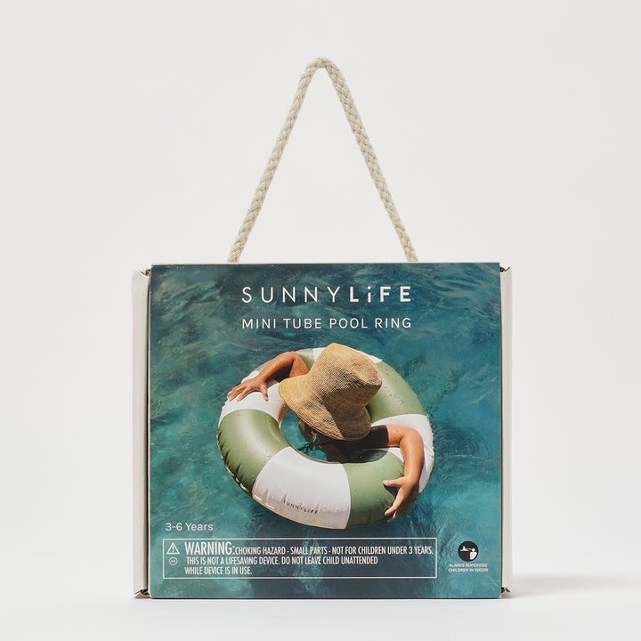 Sunnylife – Mini Tube Pool Ring – Olive Stripe - Mabel & Fox