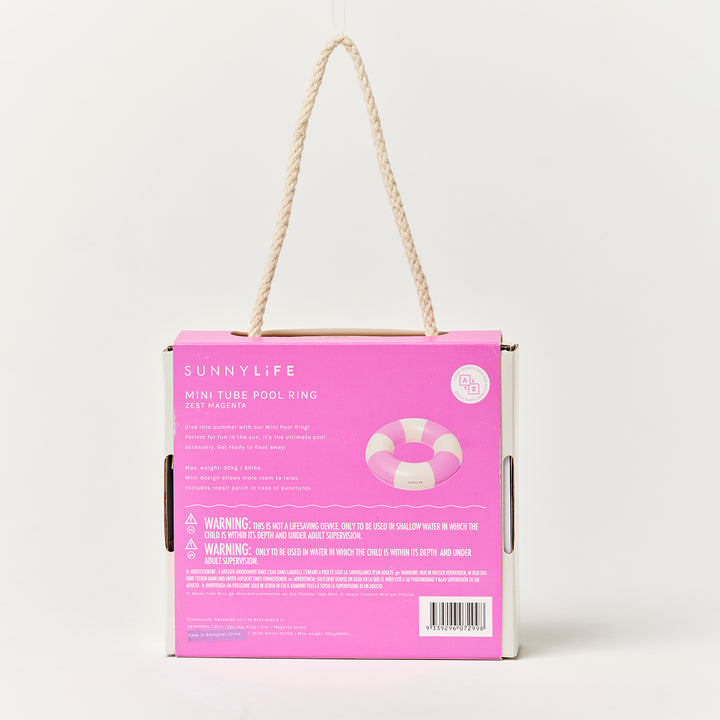Sunnylife – Mini Tube Pool Ring – Zest Magenta Stripe - Mabel & Fox