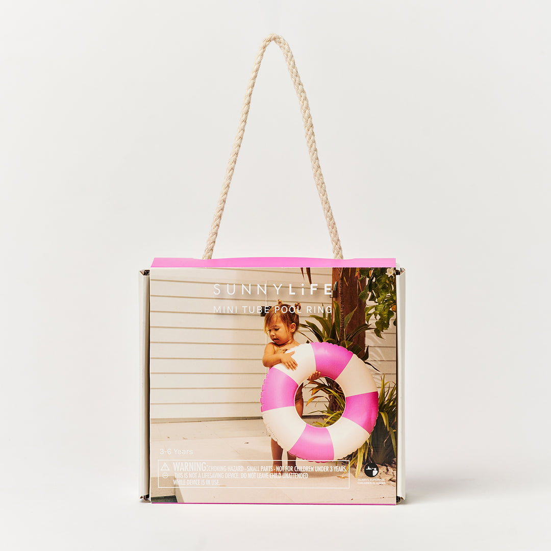 Sunnylife – Mini Tube Pool Ring – Zest Magenta Stripe - Mabel & Fox