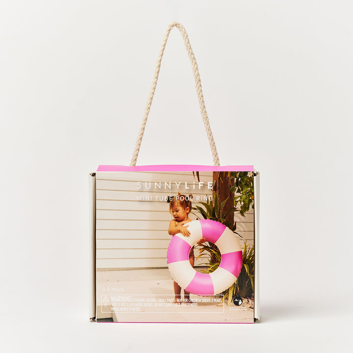 Sunnylife – Mini Tube Pool Ring – Zest Magenta Stripe - Mabel & Fox