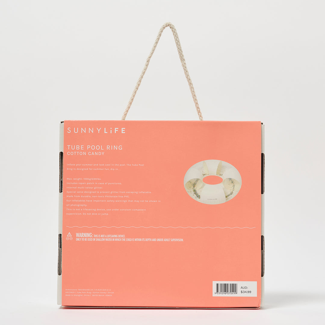 Sunnylife – Tube Pool Ring – Cotton Candy Stripe - Mabel & Fox