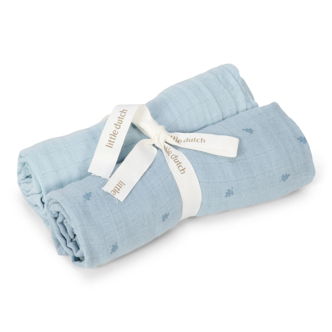 Little Dutch - Swaddle Muslin Set - Pure Denim Blue (2 Pack)