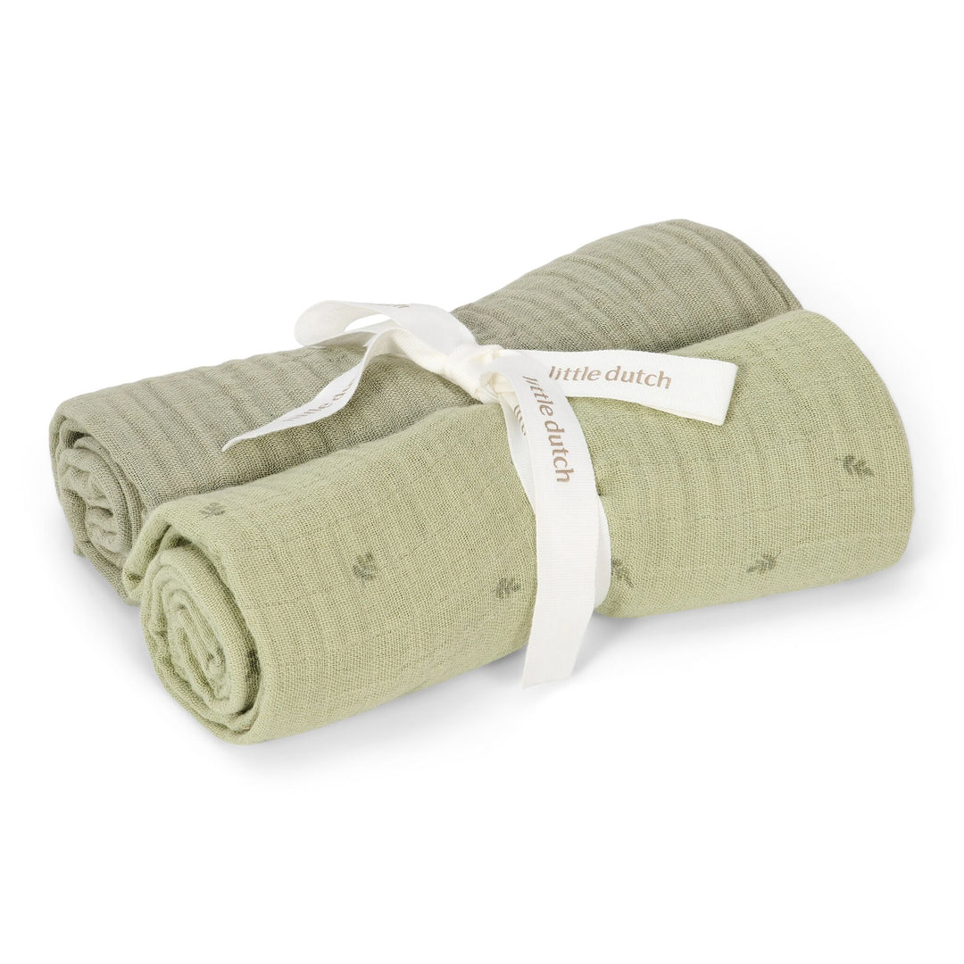 Little Dutch - Swaddle Muslin Set - Pure Sage (2 Pack)