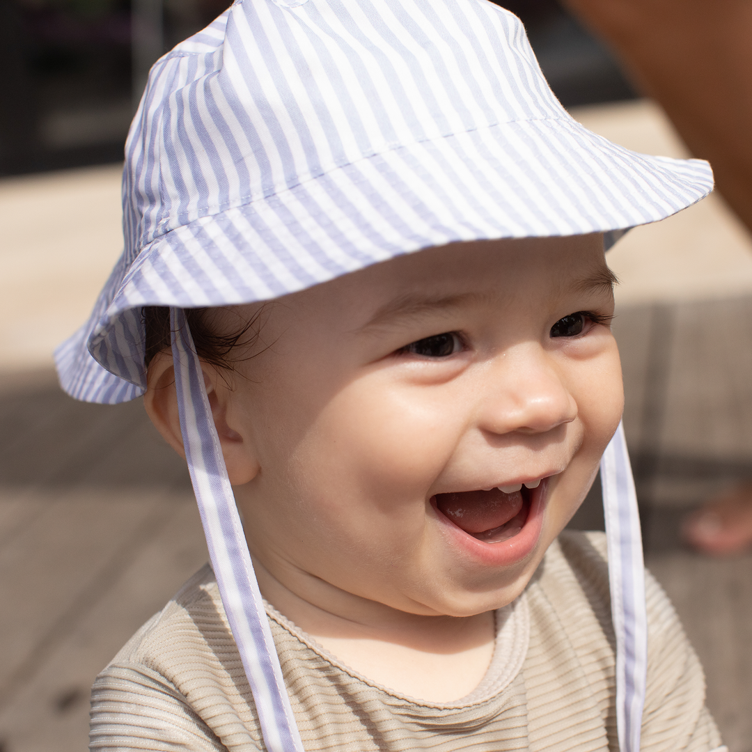 Swim Essentials - UV Sun Hat - Light Blue Stripe - Mabel & Fox