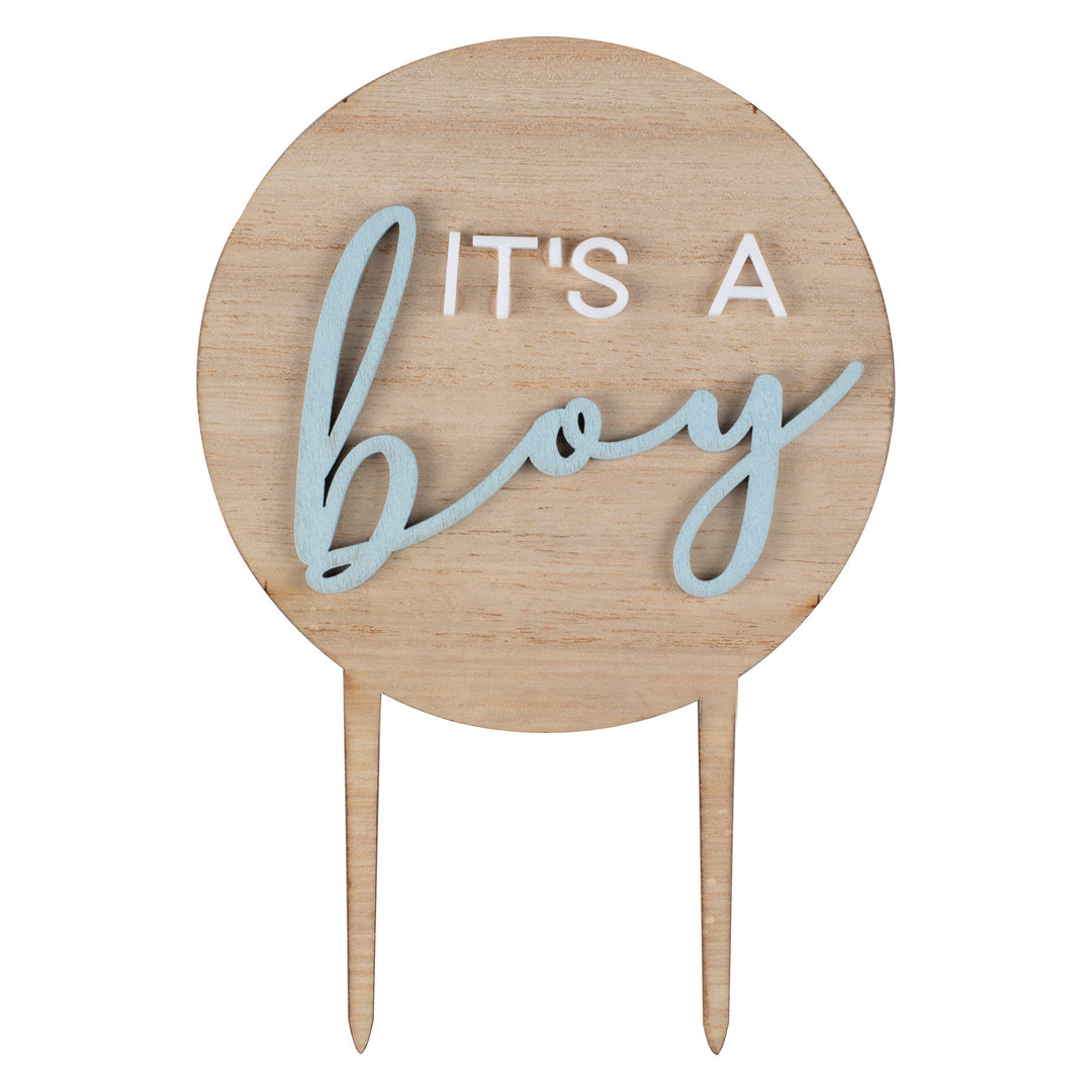 Ginger Ray - Wooden Baby Shower Cake Topper - It's a Boy