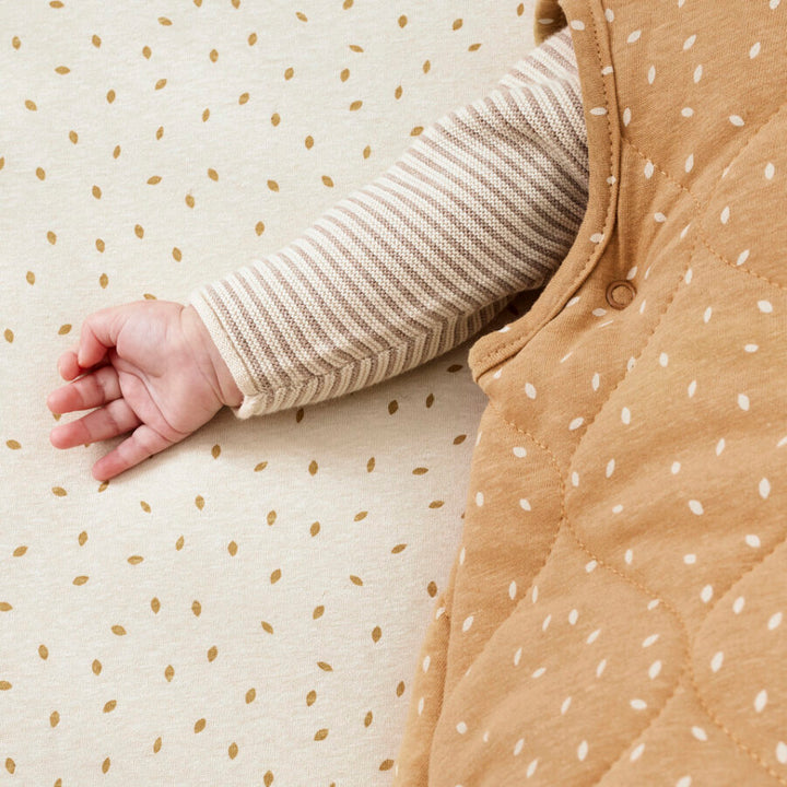 The Little Green Sheep - Sleeping Bag - Quilted Honey Rice (2.5 TOG) - Mabel & Fox