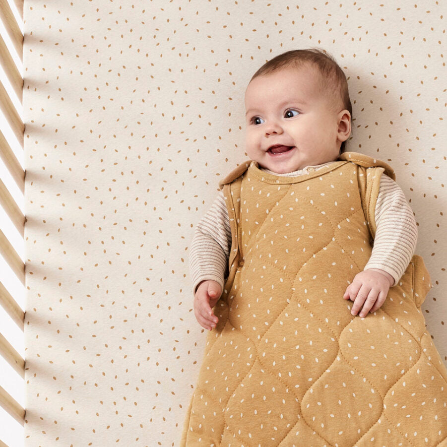 The Little Green Sheep - Sleeping Bag - Quilted Honey Rice (2.5 TOG) - Mabel & Fox