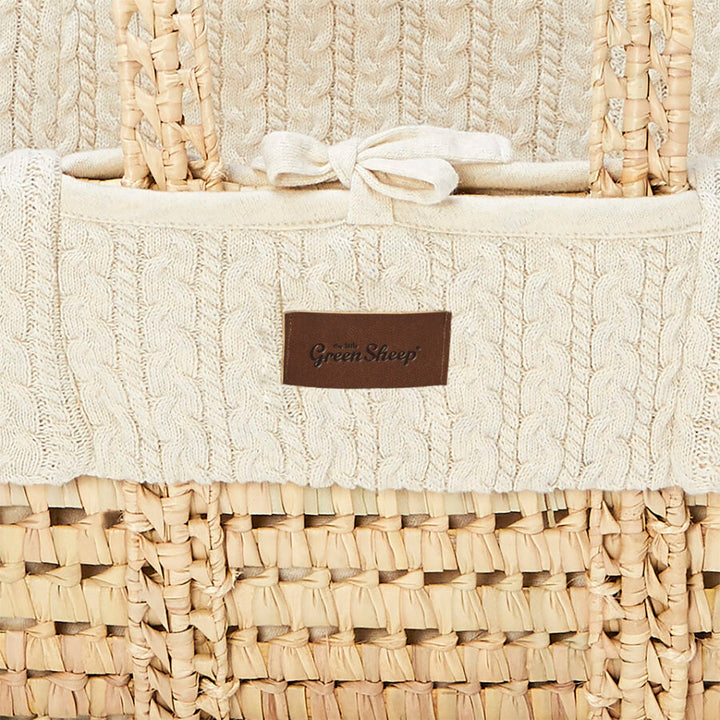 The Little Green Sheep - Moses Basket, Mattress & Stand - Knitted Linen