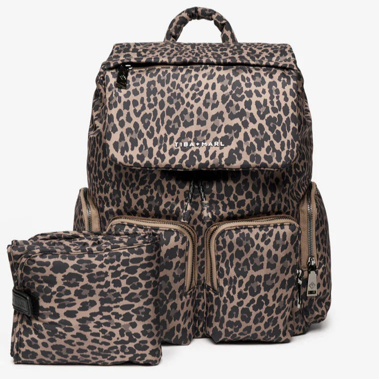 Tiba + Marl - Alto Changing Backpack - Brown Tonal Leopard - Mabel & Fox