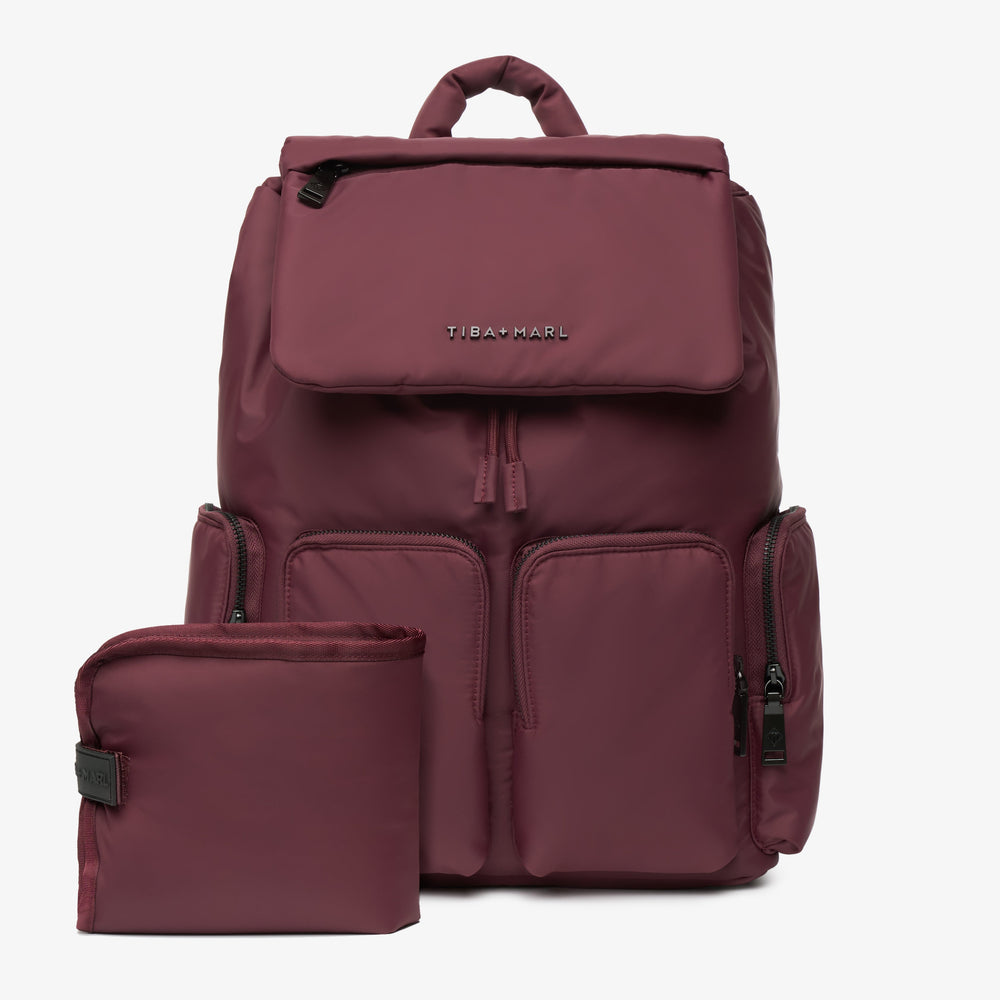 Tiba + Marl - Alto Changing Backpack - Burgundy - Mabel & Fox