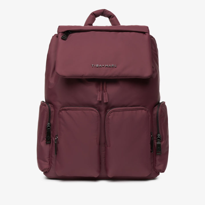 Tiba + Marl - Alto Changing Backpack - Burgundy - Mabel & Fox