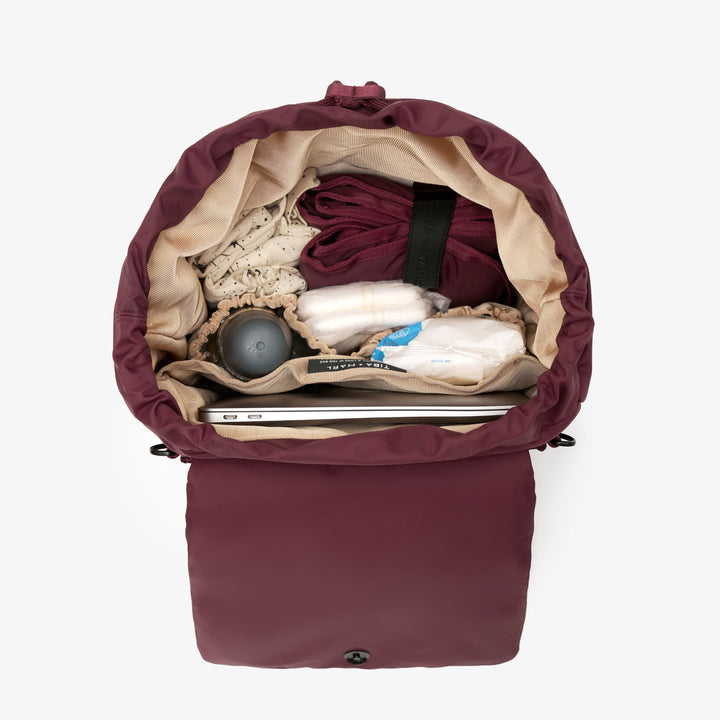 Tiba + Marl - Alto Changing Backpack - Burgundy - Mabel & Fox