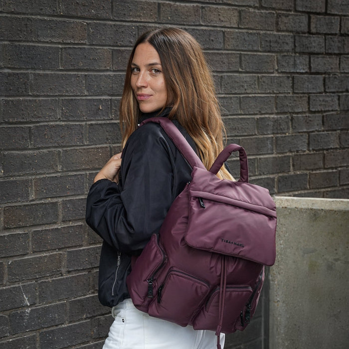 Tiba + Marl - Alto Changing Backpack - Burgundy - Mabel & Fox