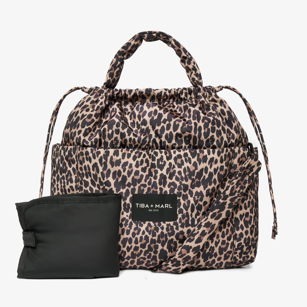 Tiba + Marl - Luna Drawstring Tote - Leopard Print - Mabel & Fox