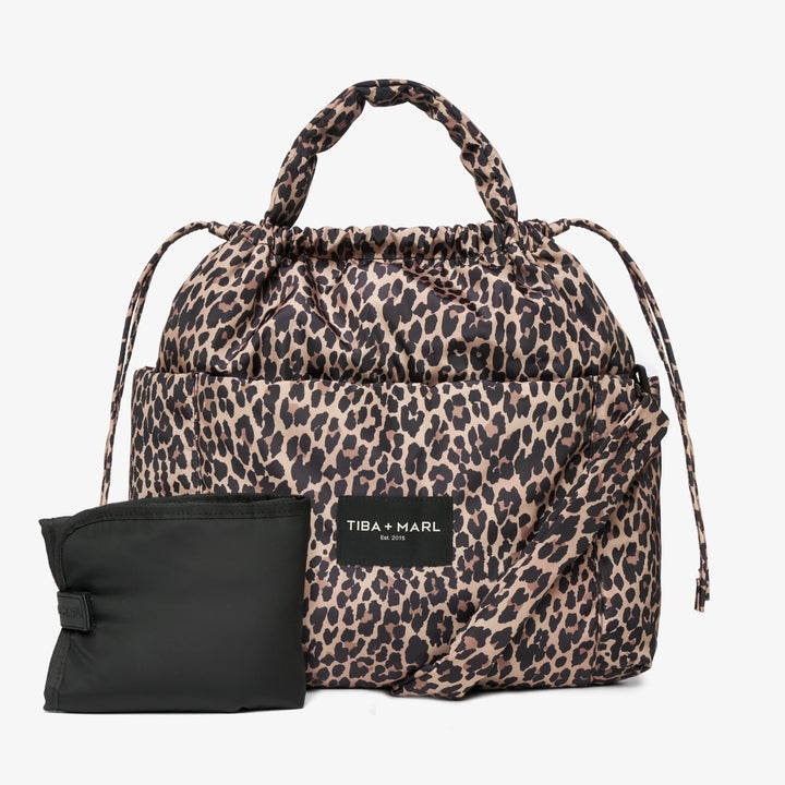 Tiba + Marl - Luna Drawstring Tote - Leopard Print - Mabel & Fox