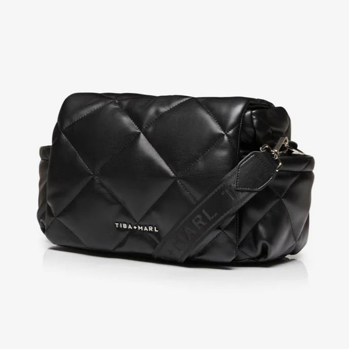 Tiba + Marl - Nova Eco Compact Changing Bag - Black Quilted - Mabel & Fox