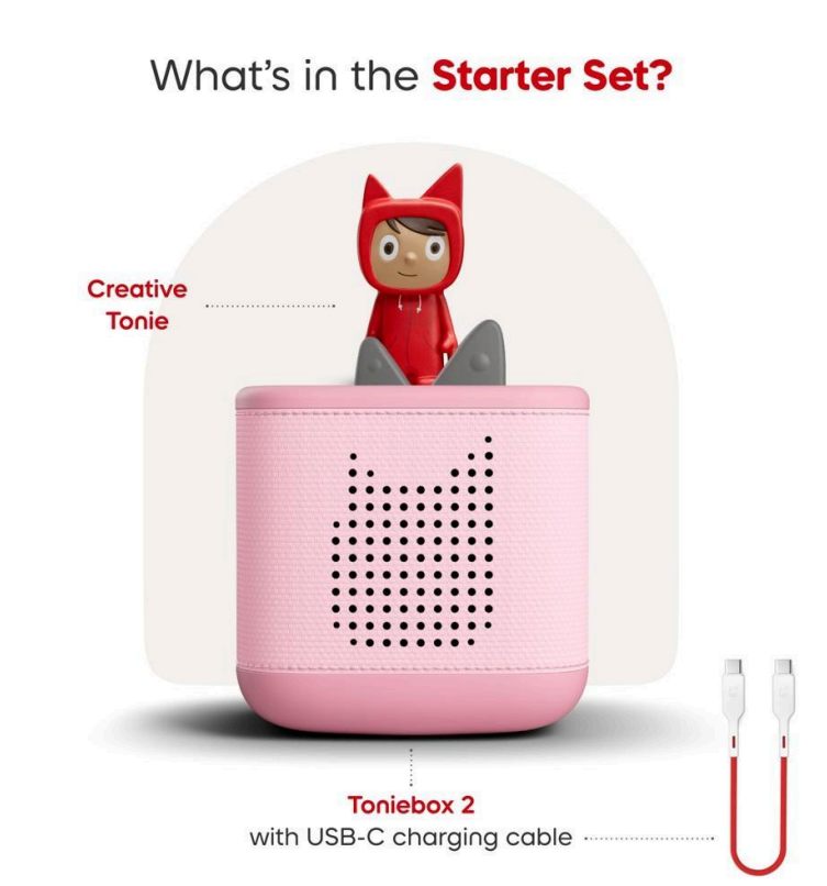 Tonies - Toniebox 2 - Cloud Pink Starter Set with Creative Rubie - Mabel & Fox