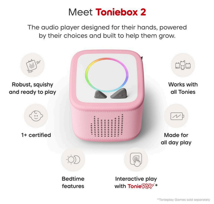 Tonies - Toniebox 2 - Cloud Pink Starter Set with Creative Rubie - Mabel & Fox