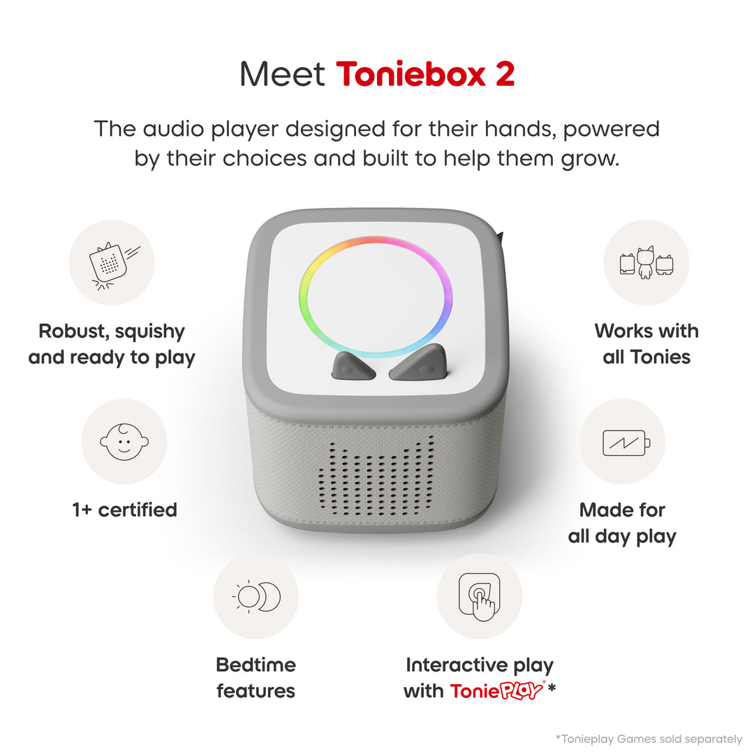 Tonies - Toniebox 2 - Moon Grey Starter Set with Creative Rubie - Mabel & Fox