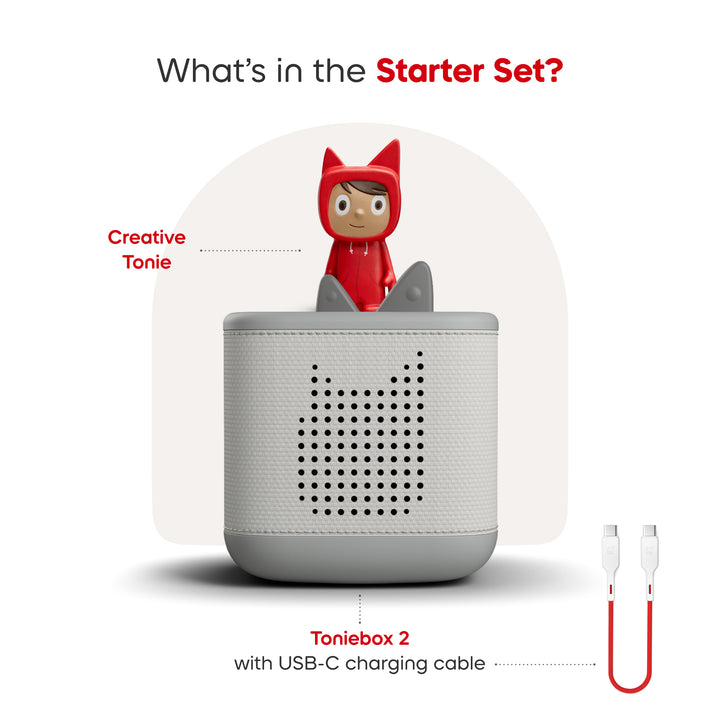 Tonies - Toniebox 2 - Moon Grey Starter Set with Creative Rubie - Mabel & Fox