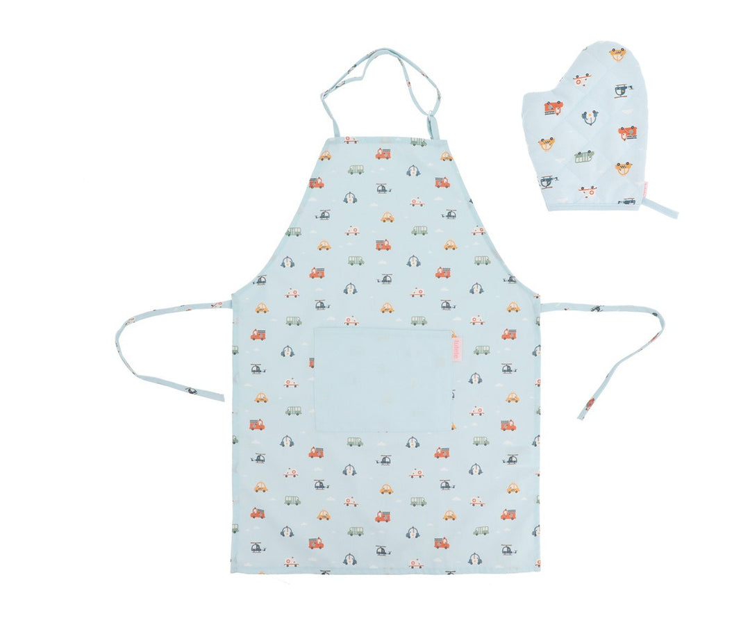 Tutete - Apron and Oven Mitt Set - City Cars - Mabel & Fox