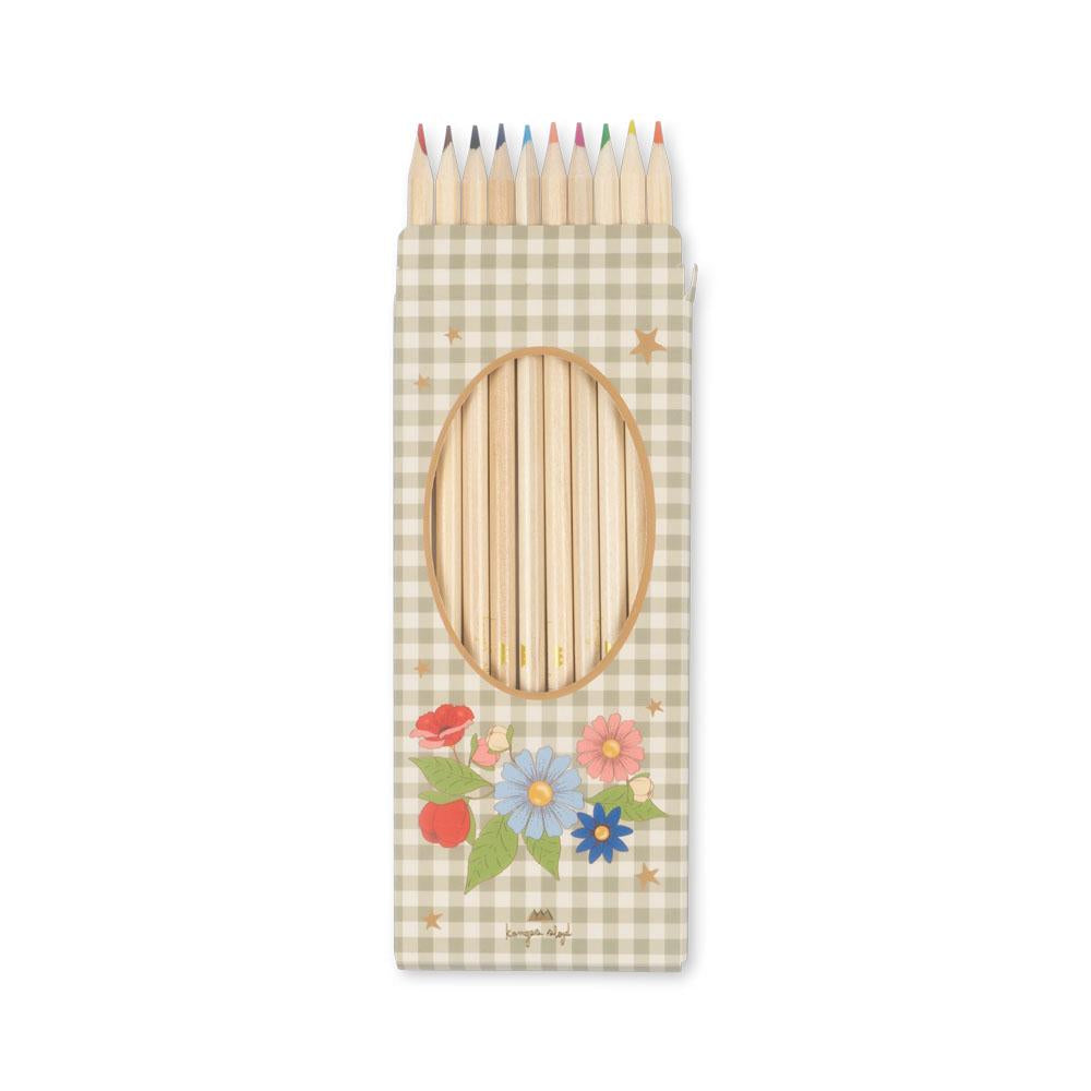 Konges Slojd - Colouring Book & Colour Pencils - Green Tea Check