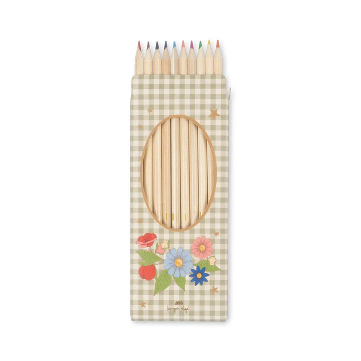 Konges Slojd - Colouring Book & Colour Pencils - Green Tea Check