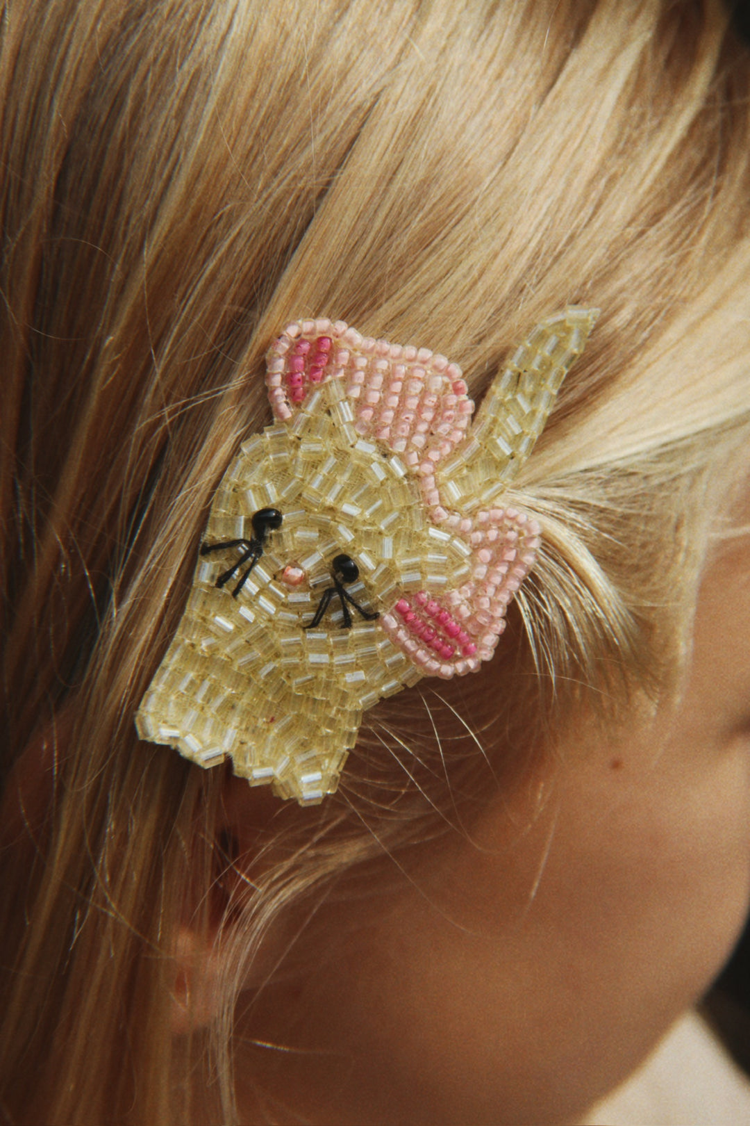 Konges Slojd -  Hair Clip - Bow Kitty Beaded