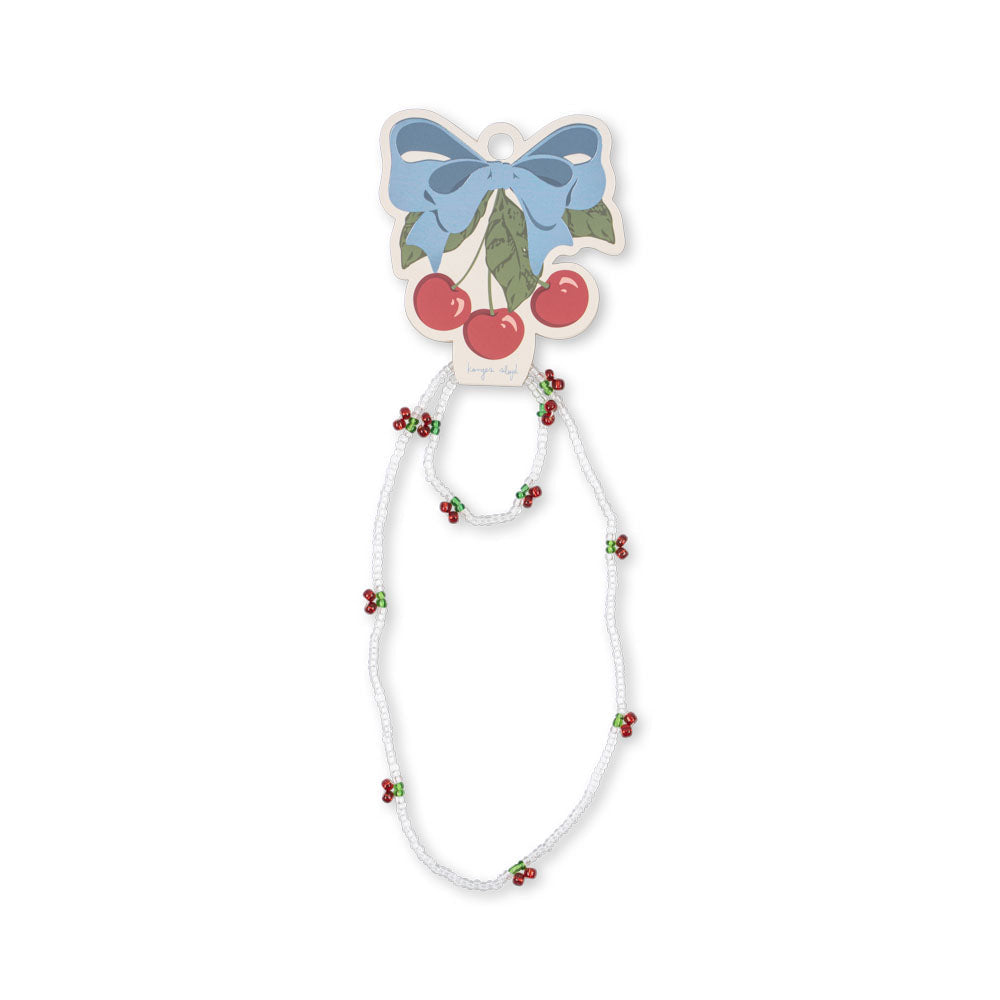 Konges Slojd - Pearly Cherry Necklace And Bracelet Set - Red/Glitter - Mabel & Fox