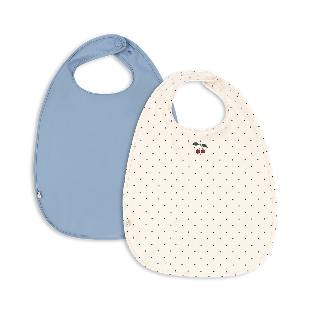 Konges Slojd - Dinner Bib Set - Navy Dot/Rain Washed (2 Pack) - Mabel & Fox
