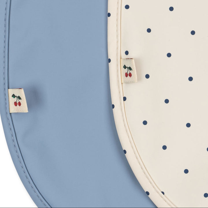 Konges Slojd - Dinner Bib Set - Navy Dot/Rain Washed (2 Pack) - Mabel & Fox