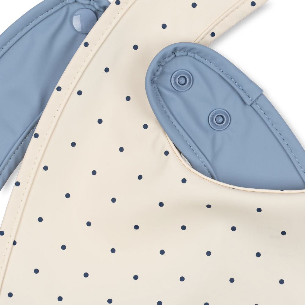 Konges Slojd - Dinner Bib Set - Navy Dot/Rain Washed (2 Pack) - Mabel & Fox