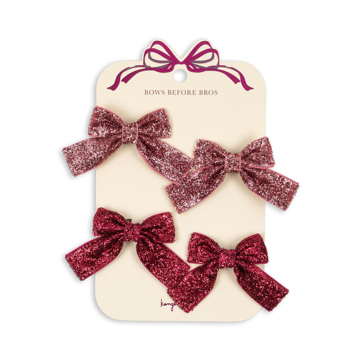 Konges Slojd – Hair Clips – Glitter Bows – Pink Mix (4 Pack) - Mabel & Fox