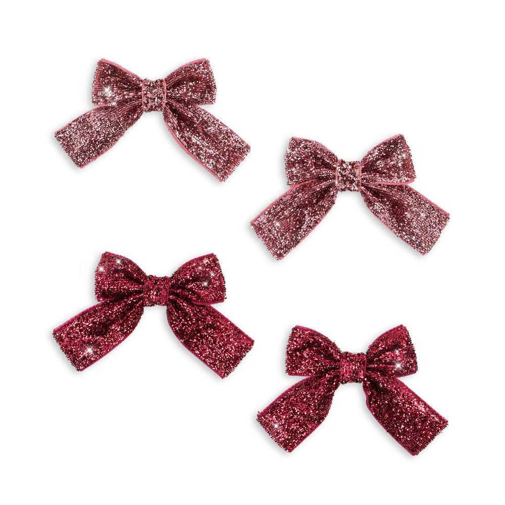 Konges Slojd – Hair Clips – Glitter Bows – Pink Mix (4 Pack) - Mabel & Fox