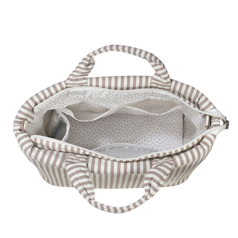 Walking Mum - Changing Bag - Praliné Stripes Moka - Mabel & Fox