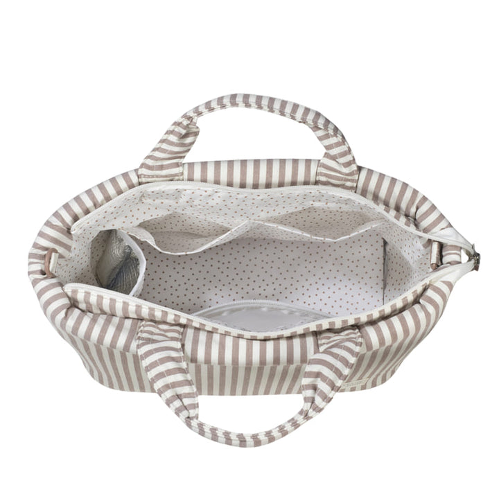 Walking Mum - Changing Bag - Praliné Stripes Moka - Mabel & Fox