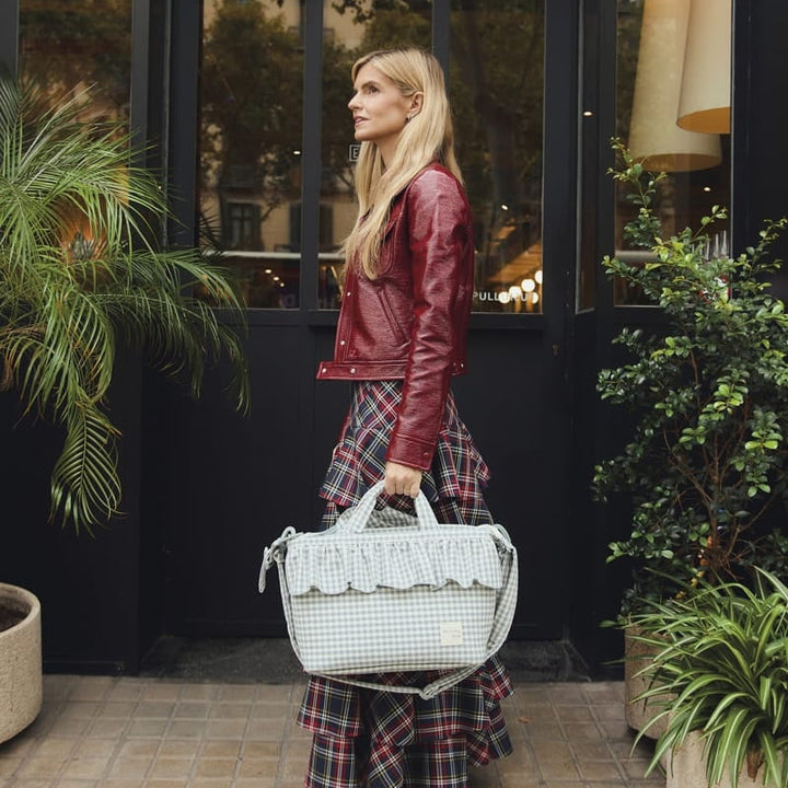 Walking Mum - Changing Bag - Praliné Vichy Matcha - Mabel & Fox